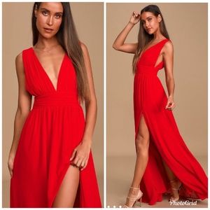 Lulus Heavenly Hues Red Maxi Dress